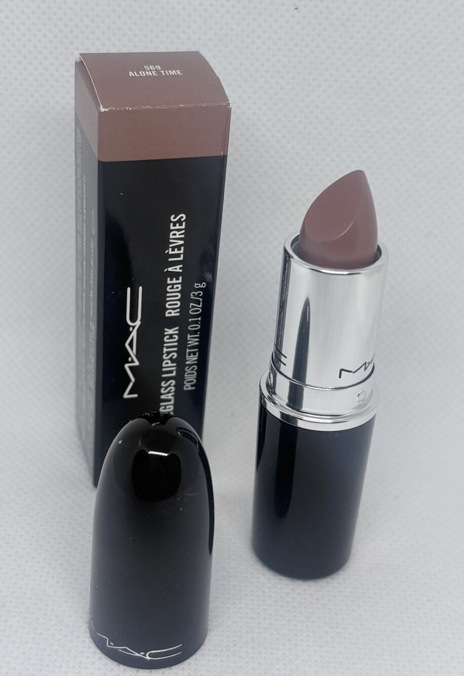 Mac Lustreglass Lipstick 569 ALONE TIME -Full Size 3g Original Formula HTF DISC.
